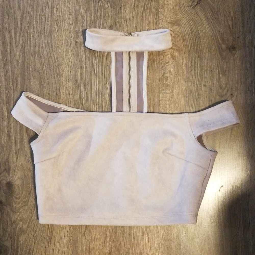 LF suede over the shoulder choker top